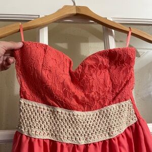 Love J long asymmetrical coral colored dress New Large